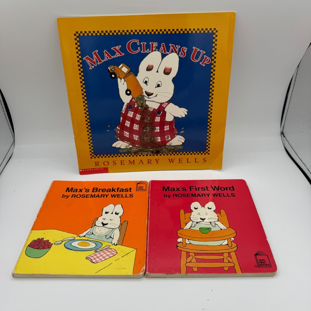 Rosemary Wells Max and Ruby Book Lot Max Cleans Up Breakfast First Word 3 Books